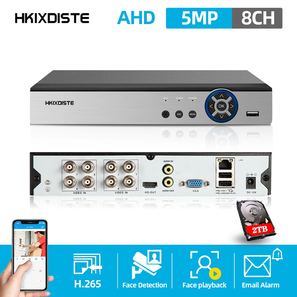 

Новый Xmeye DVR 8-канальный видеорегистратор H265 5 Мп 4 МП 1080P 8 каналов 6 в 1 гибридный видеорегистратор с функцией CCTV XVi TVi CVI ip-камера AHD