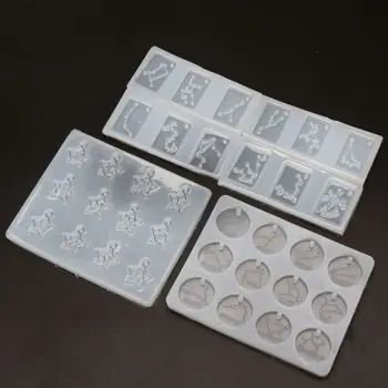

6Pcs 12 Constellation Round Star Square Pendant Resin Mold Jewelry Making Tools