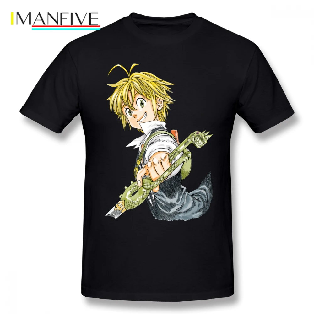 Meliodas T Shirt Meliodas T shirt Повседневная футболка из 100 хлопка мужская футболка больших размеров с коротким рукавом Милая футболка с изображением