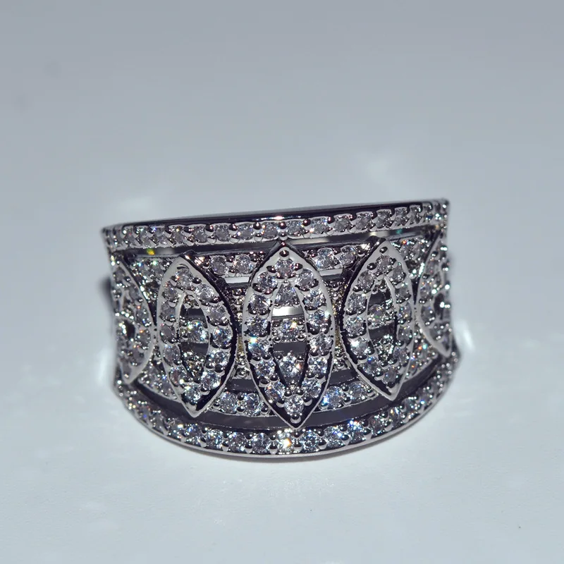 14K Белое Золото Полный алмаз AAA микро-кольцо с инкрустацией для женщин показать свой стиль Anillos Свадебные драгоценные камни ювелирные изделия 14K Bizuteria кольца