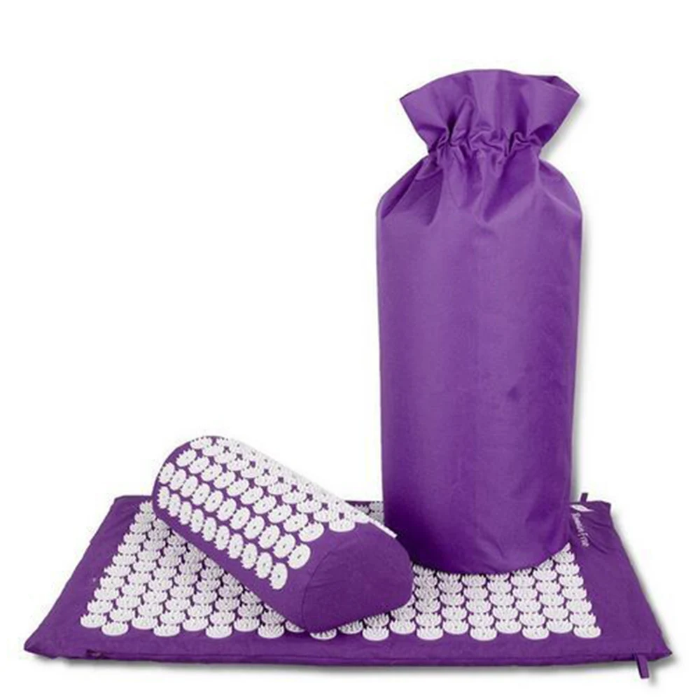Коврик для иглоукалывания, массажер, подушка для снятия боли в спине, шип, коврик для иглоукалывания, коврик для йоги, массажный и релаксационный набор - Цвет: Purple Set 3