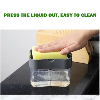

2-in-1 Soap Pump Dispenser With Sponge Holder Liquid Dispenser Container Hand Press Soap Organizer Kitchen Cleaner Tools new