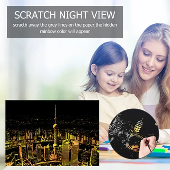 

40*28.5cm Magic Bright City Scratch Art Paper Scratch Painting Drawing Toys Graffiti Stencil for Drawing DIY Art Painting Toy