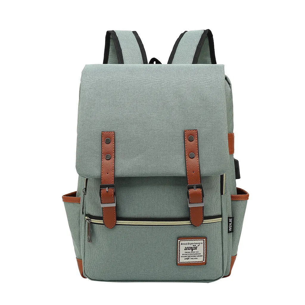 OCARDIAN, модный винтажный рюкзак для ноутбука, женские брезентовые повседневные сумки, USB Ретро Школьные сумки для подростков, рюкзак, Студенческая сумка Jul27 - Цвет: Green