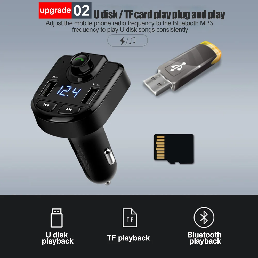 BT36 3.6A двойной USB автомобильный fm-передатчик Bluetooth 5 0 прикуриватель быстрое