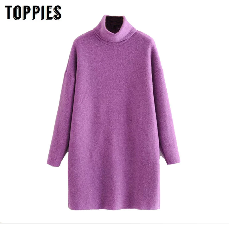 Autumn Winter Turtleneck Sweater Dress Women Purple Soft Warm Jumpers Long Sleeve Solid Dress Autumn Winter Turtleneck Sweater Dress Women Purple Soft Warm Jumpers Long Sleeve Solid Dress