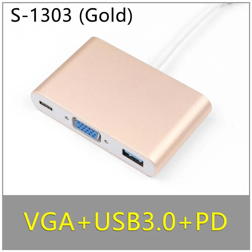 USB 3,1 type C к HDMI USB 3,0 USB-C адаптер концентратор type-C HDMI/VGA/RJ45 адаптер HD 1080P для Macbook Pro Air 12 13 15 16 дюймов - Цвет: TC-1303-7