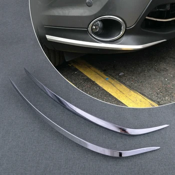 

DWCX 2Pcs ABS Chrome Car Front Bumper Strip Protector Cover Trim fit for Nissan Qashqai J11 2014 2015 2016