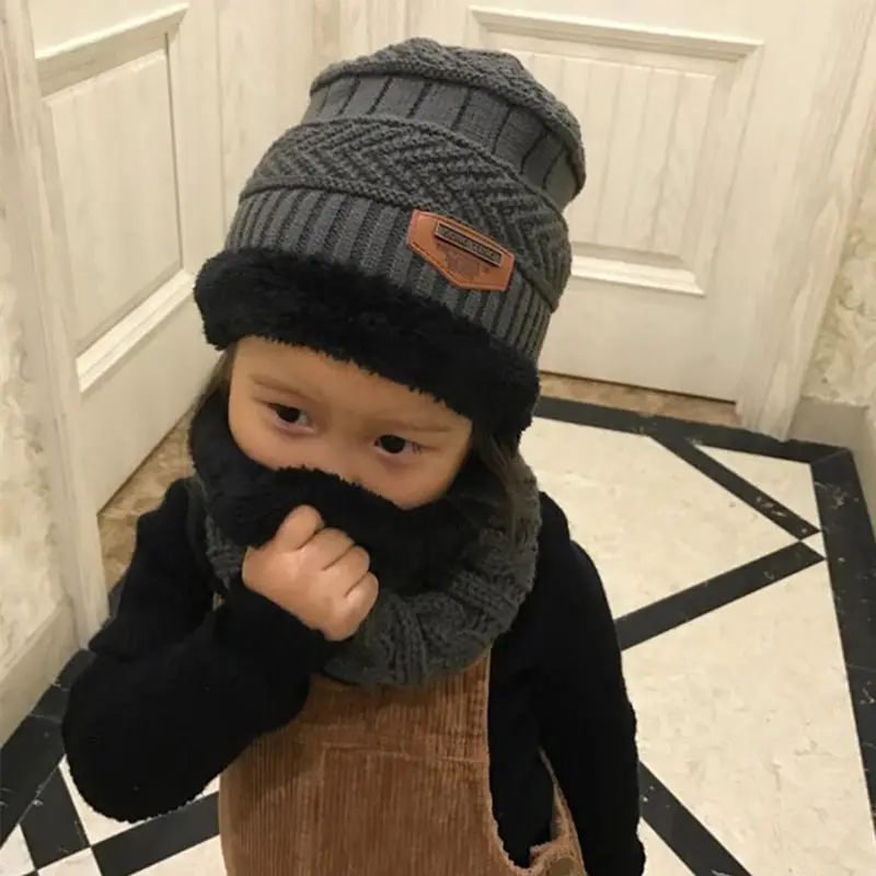 

Boys and Girls Scarf and Hat Set 2 for 8 Years Thickened Wool Cap Keep Warm Children Winter Hat and Shawl Set