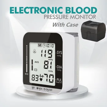 

English voice Tonometer Smart Digital Display Bracelet Heart Rate Monitor Health Care Wrist Blood Pressure Monitor With Case