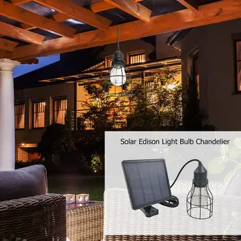 

Solar Light Vintage E27 Edison Bulb Outdoor Hanging Lantern Balcony Pergola Lamp Arc Lampshade 80x66mm Power 1w White Light