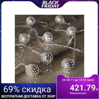 

Garland "Thread" with nozzles "Ball patterns" 3 cm, 4 m, LED-20-220V, 8 modes, transparent thread, white glow