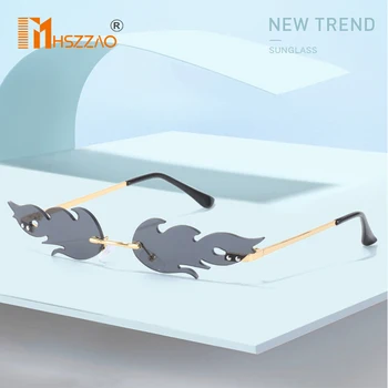 

General Fashion Fire Flame Sunglasses Women Men Rimless Wave Sun Glasses Eyewear Luxury Trending Narrow Sunglasses