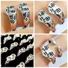 30pcs Vintage Silver Plated Crying Face Adjustable Ring Women's Tears Open Rings Heart Shape Female Girls Accessories 1