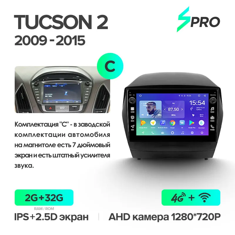 TEYES SPRO Штатная магнитола для Хендай Туксон 2 LM Hyundai Tucson 2 LM IX35 2009- Android 8.1, до 8-ЯДЕР, до 4+ 64ГБ 32EQ+ DSP 2DIN автомагнитола 2 DIN DVD GPS мультимедиа автомобиля головное устройство - Цвет: Tucson 2 Spro 32G-C