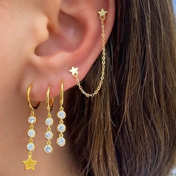 

2020 Korean 1 Pair Geometric Round Pendant Earrings For Women Simple Gold Silver Earrings Jewelry femme kolczykic