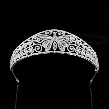 

Bridal Hair Jewelry aaa Zircon Tiaras and Crowns Zirconia CZ Diadem Butterfly Evening Dress Headbands Brides Wedding Accessories