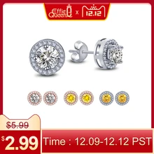 Effie queen, женские серьги-гвоздики, AAA Фианит, циркон, кристалл, серьги-гвоздики с круглым желтым прозрачным камнем, маленькие серьги, ювелирные изделия для девочек, DE104