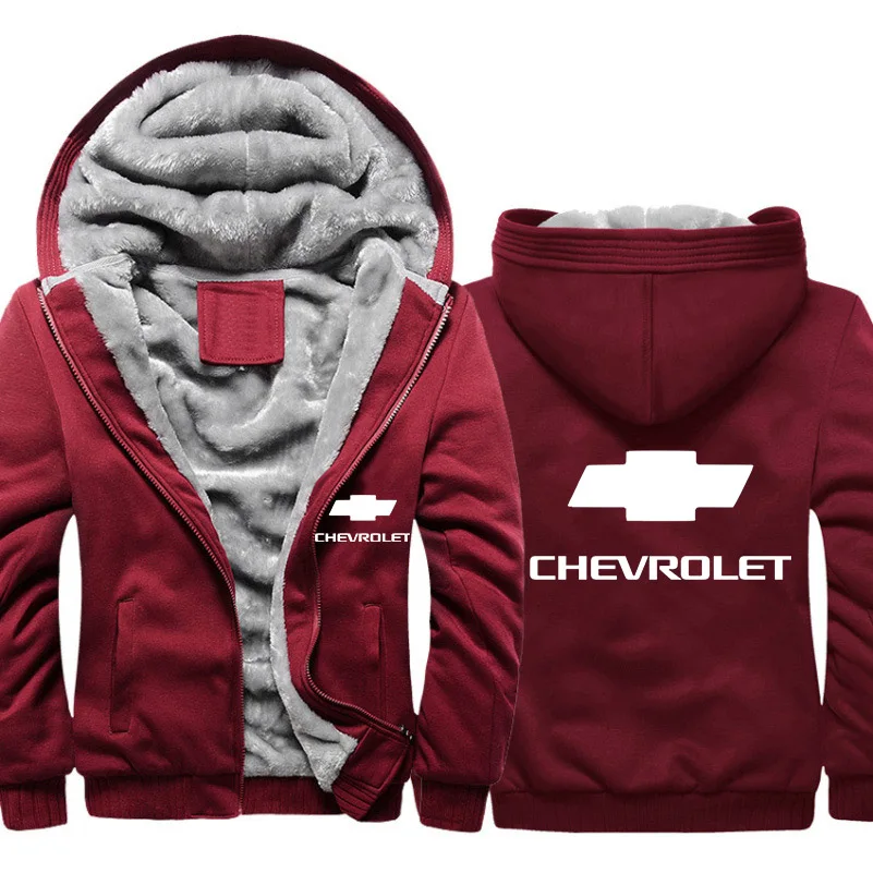 Толстовки с капюшоном и Для мужчин автомобиль Chevrolet логотип куртка Для мужчин толстовки Повседневное Зимний толстый теплый флис с хлопком, на молнии Одежда реглан мужской спортивный костюм - Цвет: 805