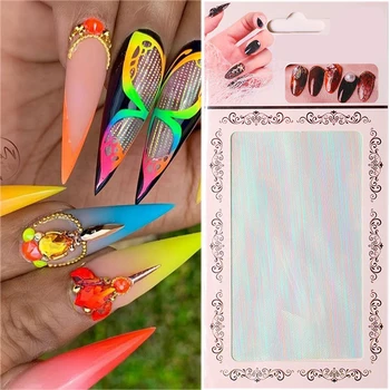 

3D Mesh Fluorescent Nail Stickers Gold Silver Mixed Colors Stripe Line Tape on Nails Adhesive Silk Foil Nail Art Decorations