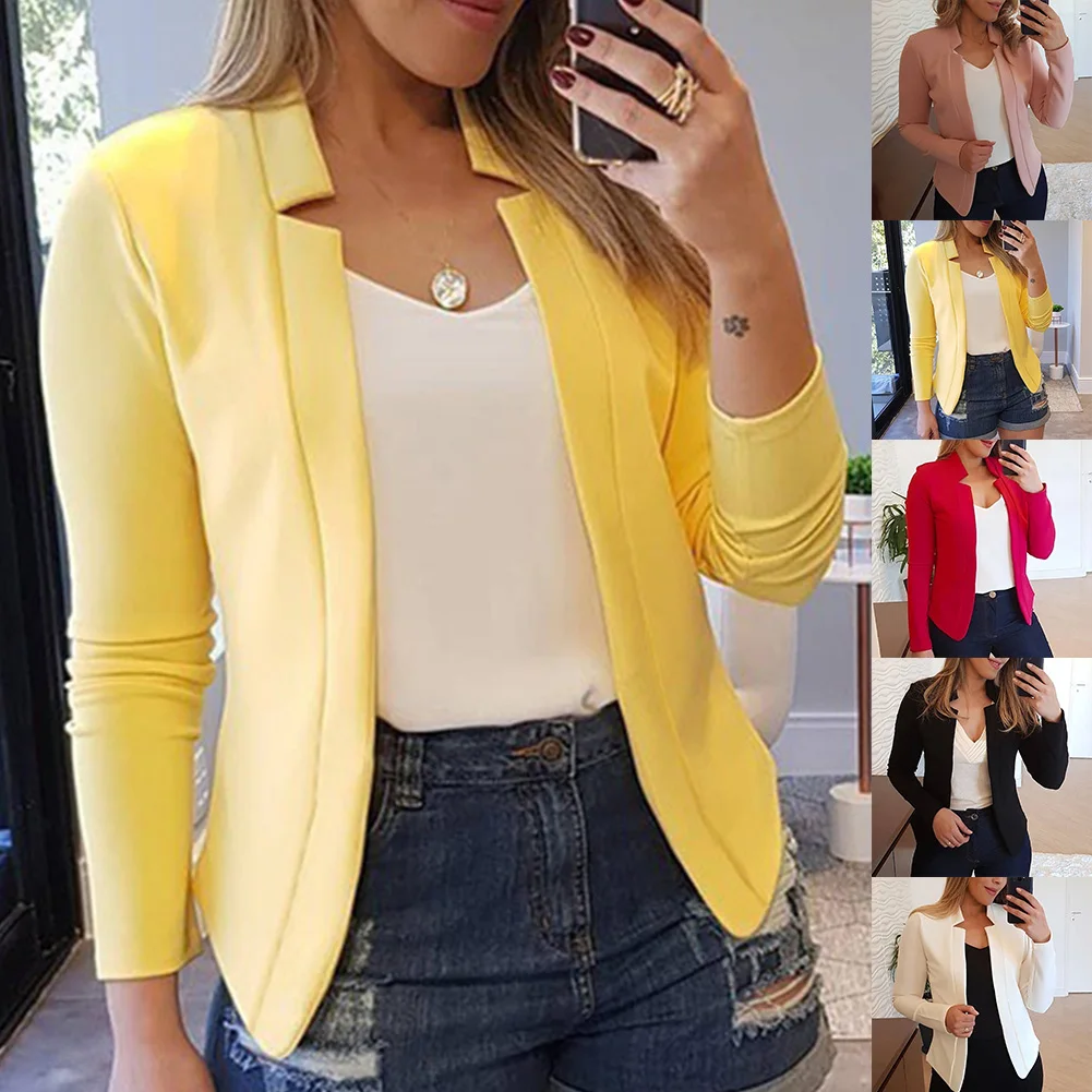 Fall Fashion Women Solid Color Long Sleeve Stand Collar Slims Fit Blazer Coat Women's Clothing Blazers Fashion Long Sleeve Suits plus size pant suits for special occasions