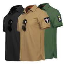 Men's Army Tactical Polo Shirt Military Style Short Sleeve Quick Dry Polo Summer Fashion Brand Casual Cotton Tee Shirt