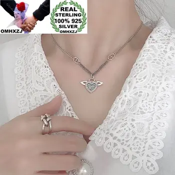 

OMHXZJ Wholesale HA193 European Fashion Woman Girl Birthday Party Gift Vintage Heart 100% 925 Sterling Silver Pendant Necklace