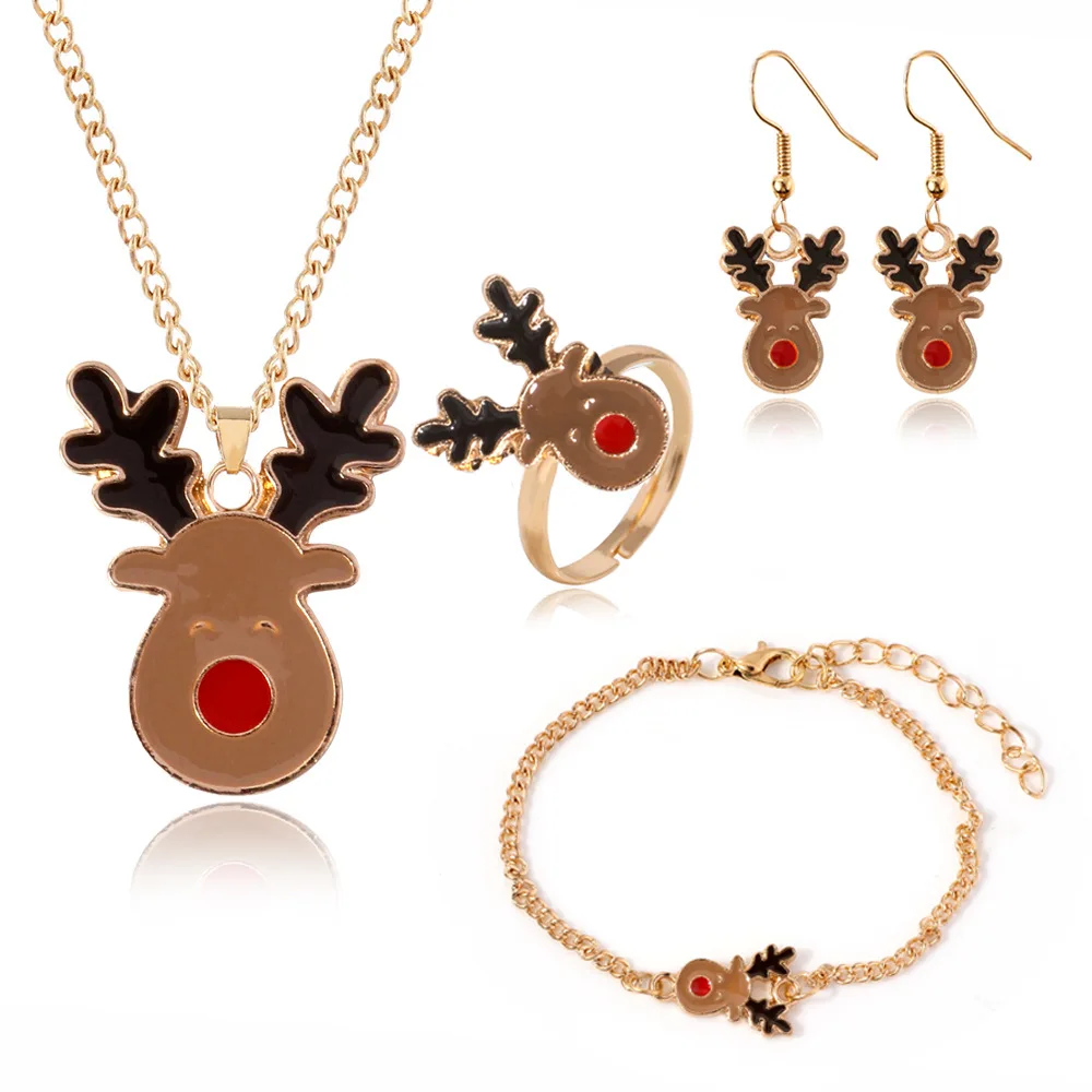 Moose, Санта Клаус, серьга с рождественской тематикой, набор, снеговик, рождественский подарок, дерево, серьги, ювелирные изделия, аксессуары, прекрасный золотой цвет, серьги для женщин