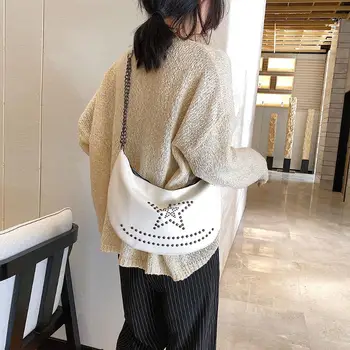 

Female Casual Leather Shoulder Messenger Bag Women Rivet Fashion Crossbody Bag for Shopping Traveling Decoration