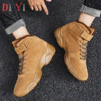 

Plus Velvet Men Shoe Lace-Up Sneakers for Running High Top Sport Shoes Male Keep Warm Wedge Sports Shoes Large Size Jogging A33
