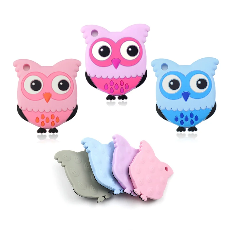 

Baby Silicone Teethers BPA Free for Kids Teething Toy Rodent Animal Owl Ring Teether Silicone Beads DIY Chain Baby Products
