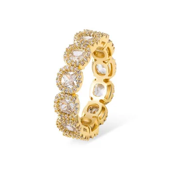

2020 Hot Selling 27Mm Zircon Rings Gold Color High Quality Copper Iced Out Rings Hip Hop Fashion Jewelry Gift For Men Women