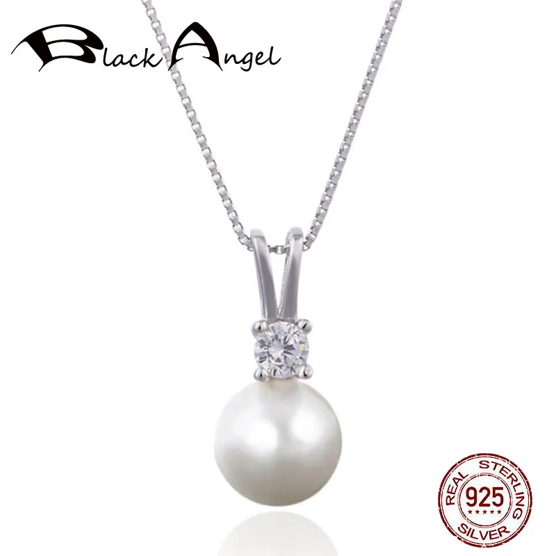 

Authentic 925 Sterling Silver 8mm Angel Tear Freshwater Pearl Pendant Necklace Fine Jewelry Original CZ Necklace
