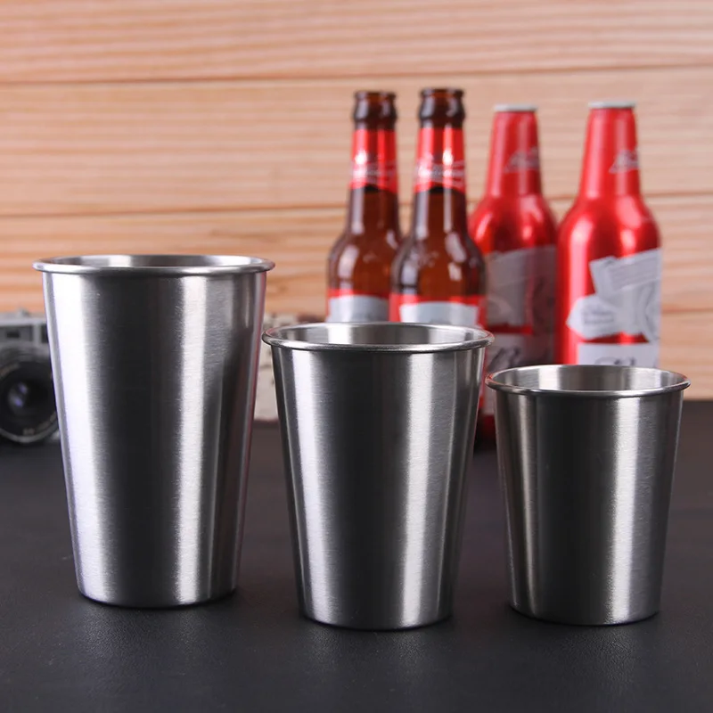 Stainless Steel Metal Cup Beer Cups White Wine Glass Coffee Tumbler Tea Milk Mugs Outdoor Travel Camping Mugs
