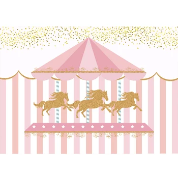 

Carousel Stripes Horse Birthday Party Decor Photography Backgrounds Customized Photographic Backdrops for Photo Studio