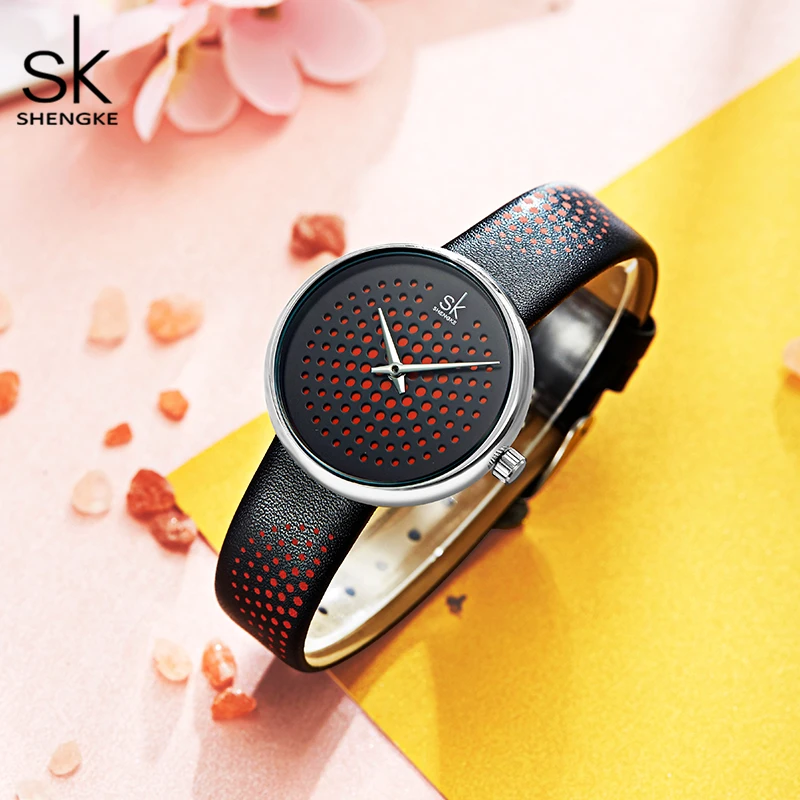 Najtaniej Shengke skórzane damskie zegarki Vintage Plaid zegarek kwarcowy damski zegarek klasyczny oryginalny kobieta zegar Reloj Para Mujer