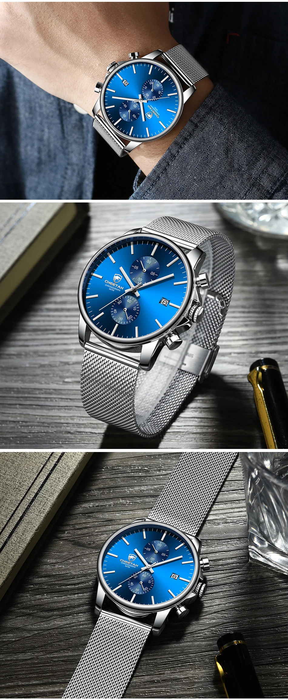 dwaterproof água relógio de pulso analógico masculino