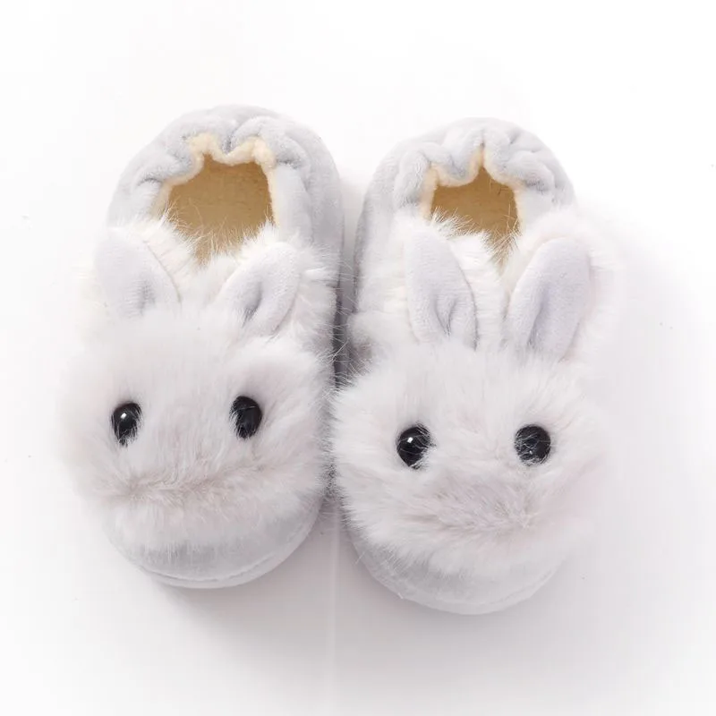 Обувь для маленьких девочек; осенне-зимняя обувь для девочек и мальчиков; хлопковые тапочки с кроликами; повседневная одежда для детей и малышей - Цвет: H