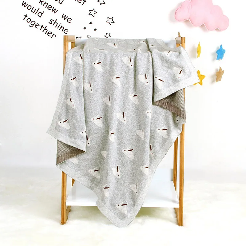 Baby Blanket Knitted Newborn Blankets Soft Wrap Infant Cartoon Rabbit Knit Receiving Blankets Children Quilts Toddler Outfits