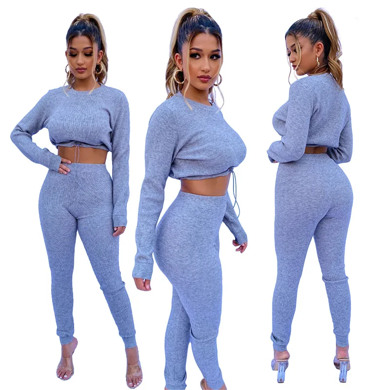 

autumn 2020 new long sleeve stripe suit casual sexy two piece women
