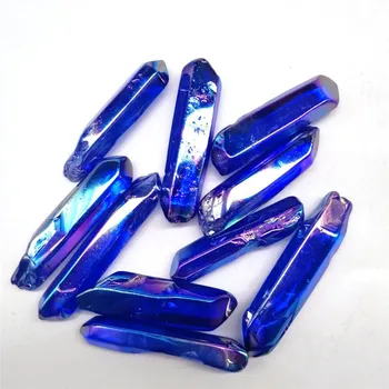 

100g, 500g blue Aura Titanium Crystal Coated Strip Quartz Rough Violet Crystal Stone Strip For Decoration Healing