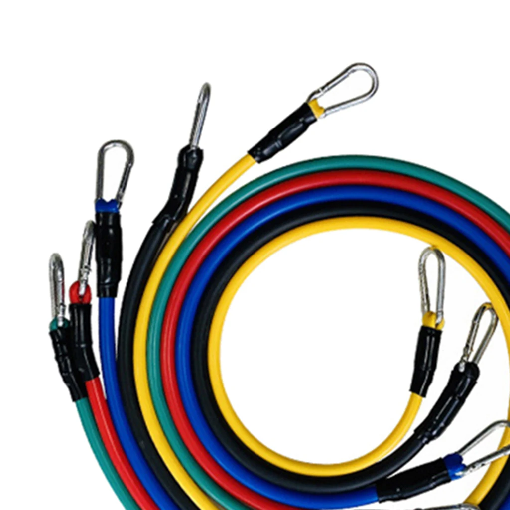 11pcs Fitness Resistance Bands 10/15/20/25/30lb Elastic Rope Set for Indoor Home Gym Exercise Workout Muscle Body Training 1.2m