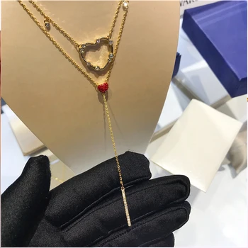 

MULIER 2019 SWA Original New Oxo Necklace Bright Red Heart Shape Crystal Female Clavicle Necklace Romantic Luxury Jewelry