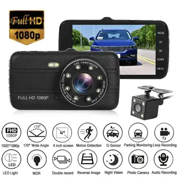 

NEW 4.0 inch 1080P Lens Full HD Car DVR Camera 170 Degree Rearview Car Dash Camera G-sensor Auto Car Camera Recorder DFDF