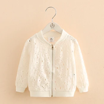 

2020 Fashion Spring Autumn 2-12 Years Teenage Long Sleeve Sunscreen White Hollow Out Flower Baseball Jacket For Kids Baby Girls