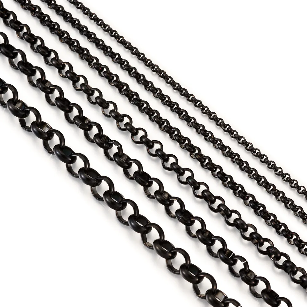 6strands/box Stainless Steel Rolo Chain for Necklace Making with Lobster Claw Clasps Gunmetal 2~6x0.8~2mm | Украшения и