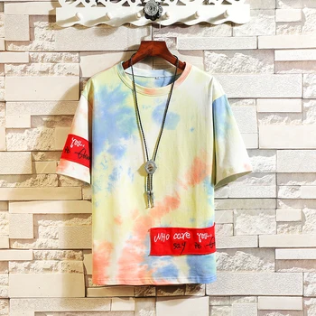 

2020 Men'S T Shirt Loose Hip Hop Fitness Color Bodybuilding TShirts Short Sleeve Tees Tops