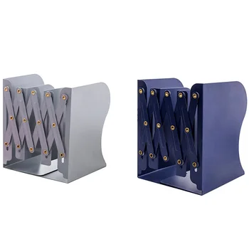 

Simple Nature Style Blue Decorative Metal Iron Bookends Holder Stand Desk Nonskid Adjustable Bookend