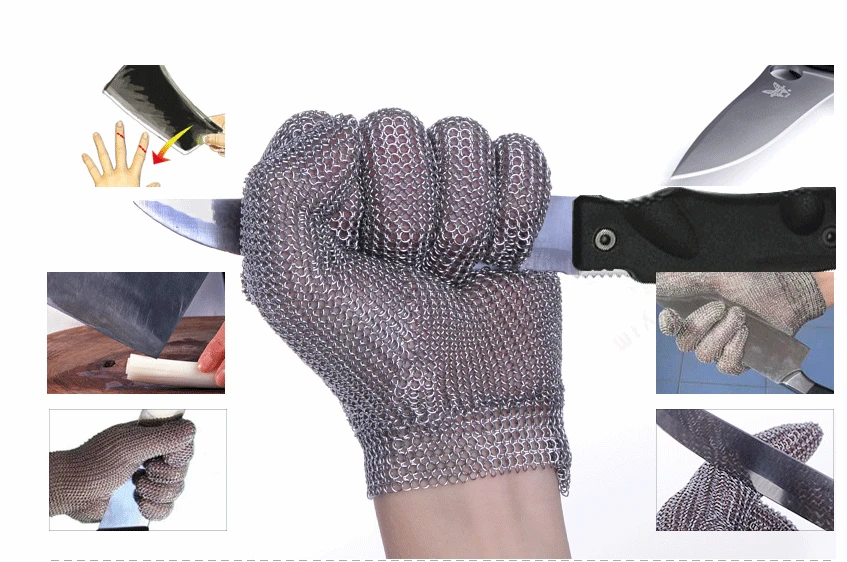 

Amercian Material Top quality Safety Cut Proof Protect Glove 100% Stainless Steel Metal Mesh prevent knife slashes Butcher Glove