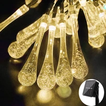 4,8 м 20 светодиодов Солнечная светодиодная струнная водная капелька форма Водонепроницаемая гирлянда солнечная мощность лампа Фея светодиодные гирлянды для рождества пар